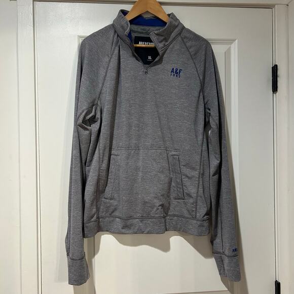 Abercrombie & Fitch Sweatshirt Men's Heather Gray 1/4-Zip Performance X-Large - Picture 1 of 10
